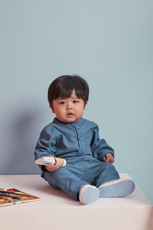 The Arte Baby Baju Melayu Set Steel Blue