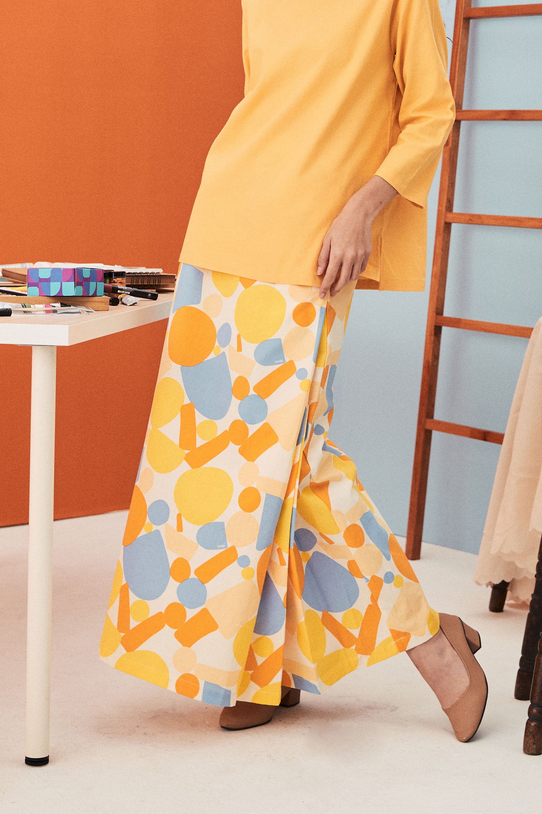 baju raya family sedondon women folded skirt starry print