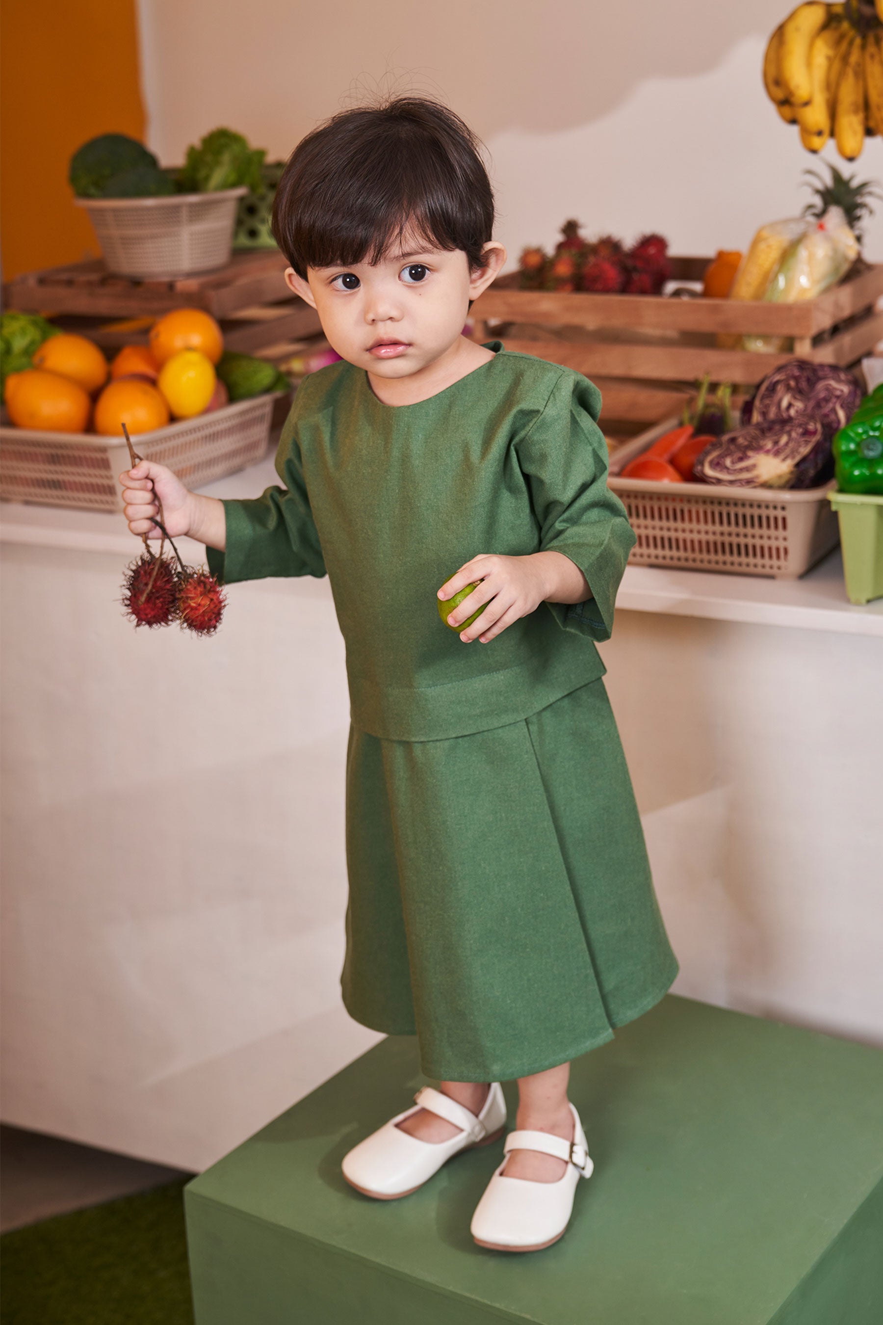 baju raya family sedondon baby kurung dress pine green