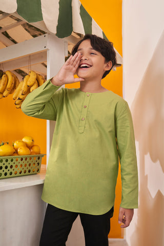 At The Market Collection Boy Kurta Top Lime Green
