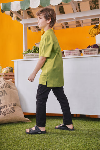 At The Market Collection Boy Short Sleeves Shirt Lime Green
