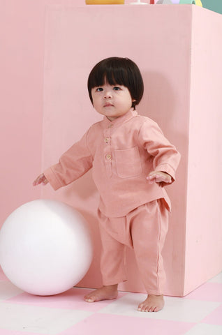 baju raya family sedondon kids baby baju melayu set blush pink 