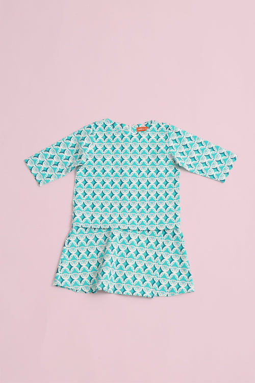 The Nikmat Collection Baby Kurung Dress Mint Drops Print