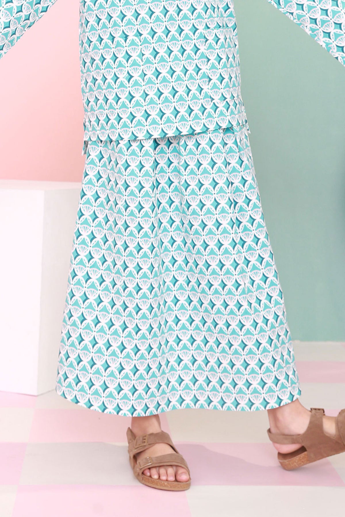 baju raya family sedondon kids girl teacup skirt mint drop