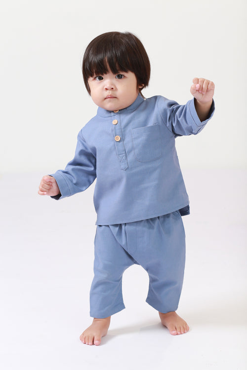 Baby Baju Melayu Set Pigeon Blue