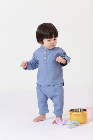 Baby Baju Melayu Set Pigeon Blue