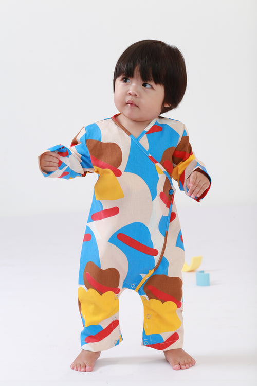 Baby Kimono Jumpsuit Jellybean Print