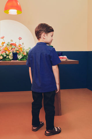 Boy Short Sleeves Shirt Royal Blue