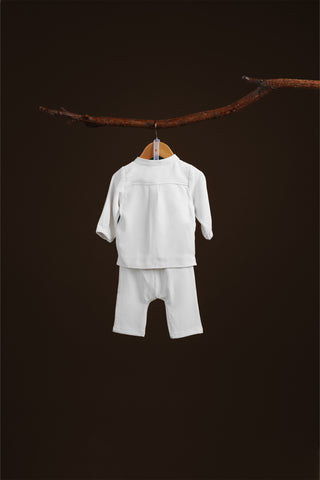 The Warisan Raya Baby Baju Melayu Set White