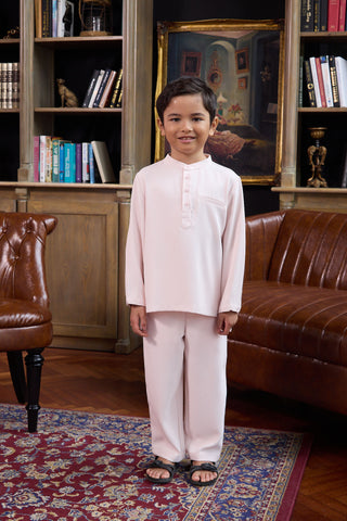 The Warisan Raya Boy Baju Melayu Set Pink