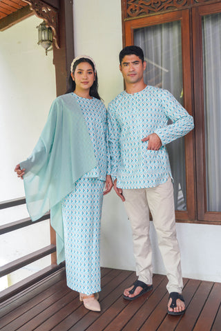 The Nikmat Collection Men Modern Teluk Belanga Mint Drops Print