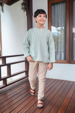 The Nikmat Collection Boy Teluk Belanga Top Checked Tiffany