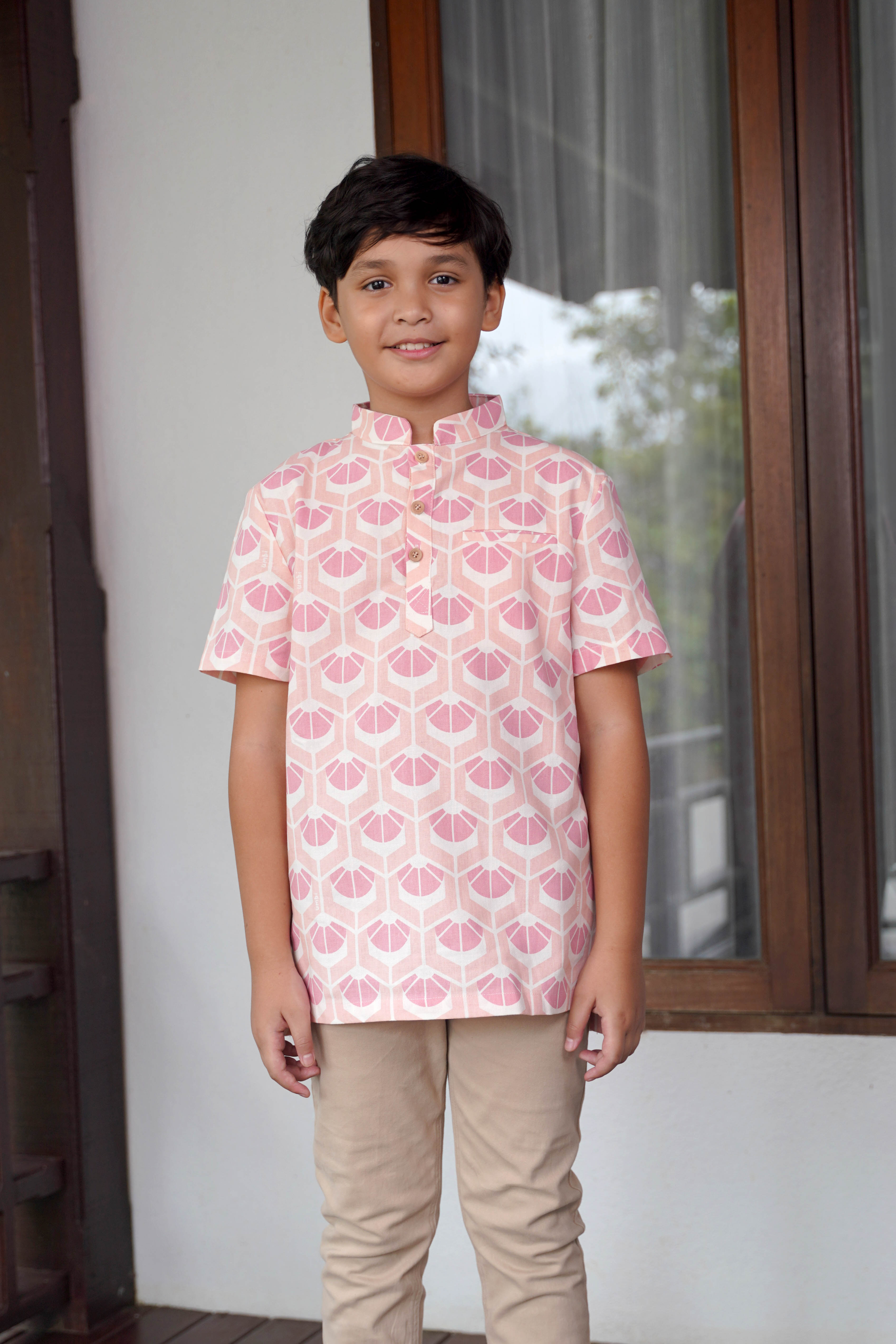 The Nikmat Collection Boy Short Sleeves Shirt Cupcake Print