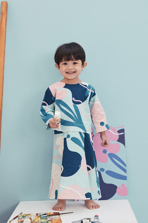 The Arte Baby Baju Kurung Dress Monet Print