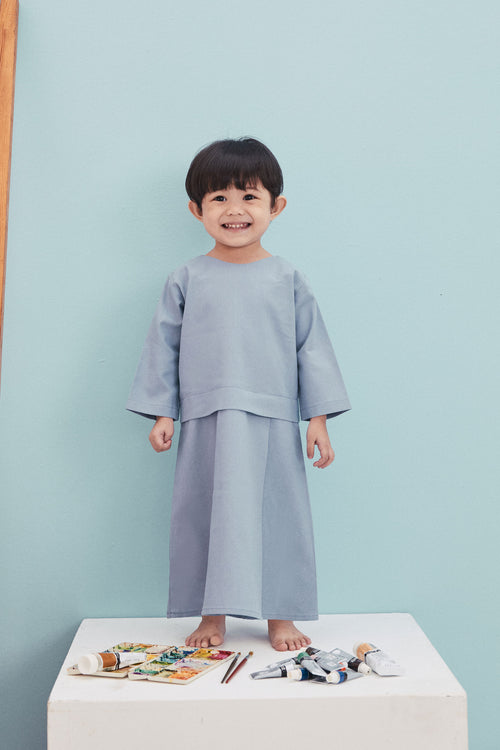 The Arte Baby Baju Kurung Dress Stone Blue