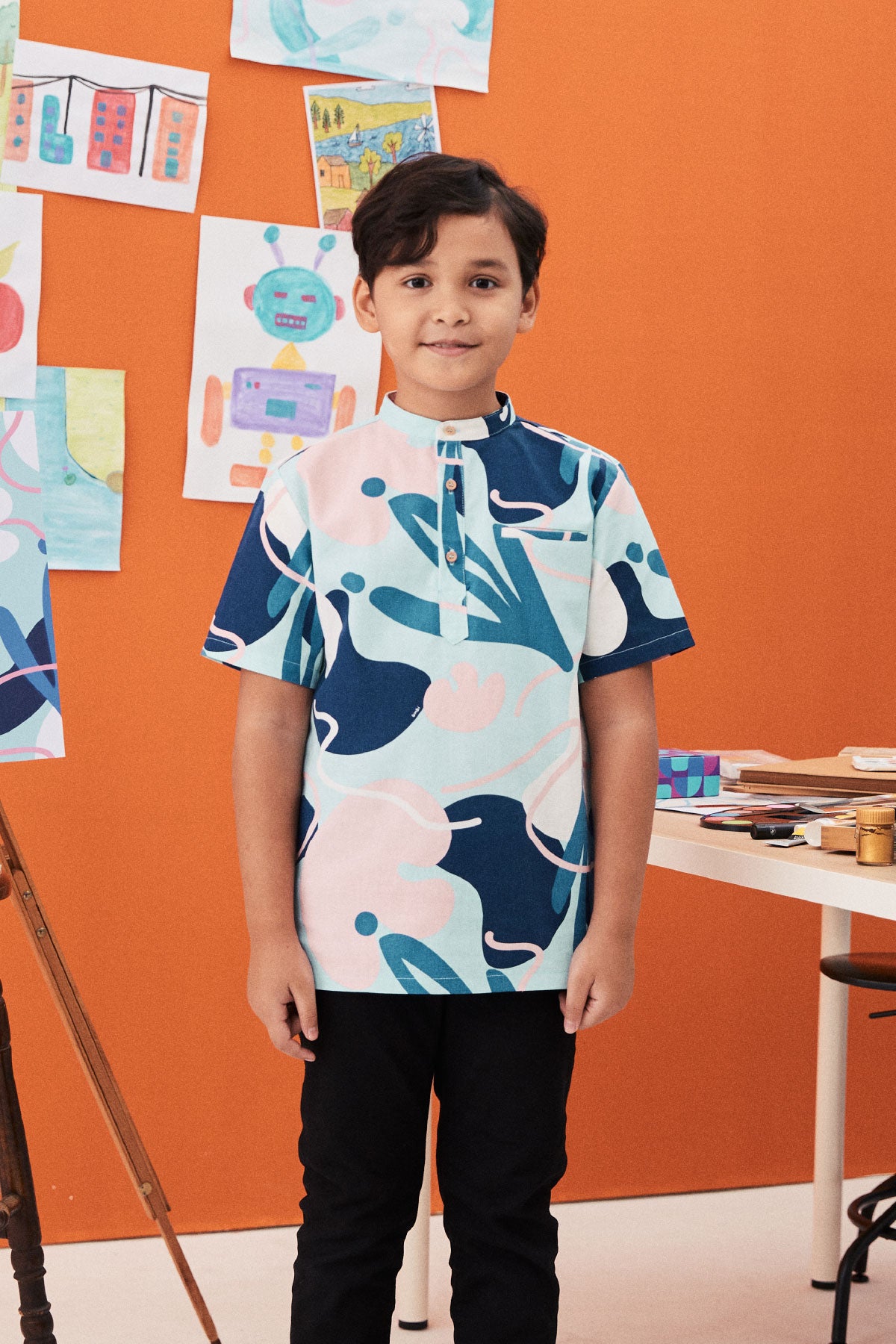 The Arte Boy Short Sleeves Shirt Monet Print