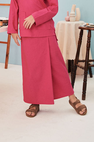 baju raya family sedondon girls kids classic skirts fuchsia pink 