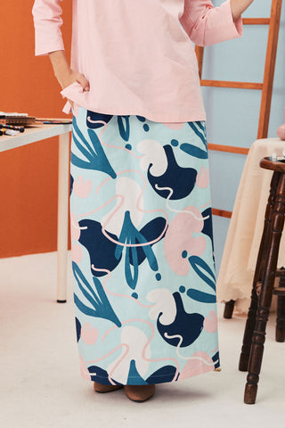 baju raya family sedondon women folded skirt monet print