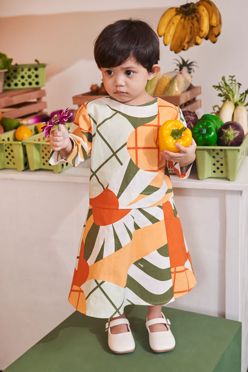 At The Market Collection Baby Kurung Dress Sunflower Print