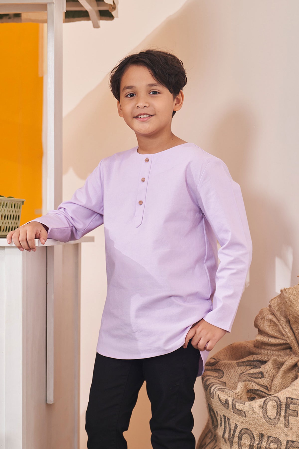 baju raya family sedondon kids kurta boy top lilac