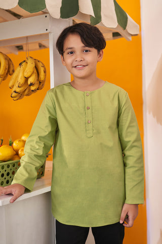 At The Market Collection Boy Kurta Top Lime Green