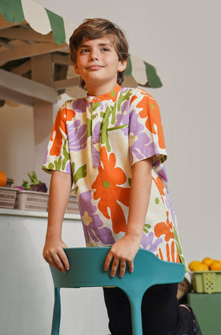 At The Market Collection Boy Short Sleeves Shirt Fleur Print