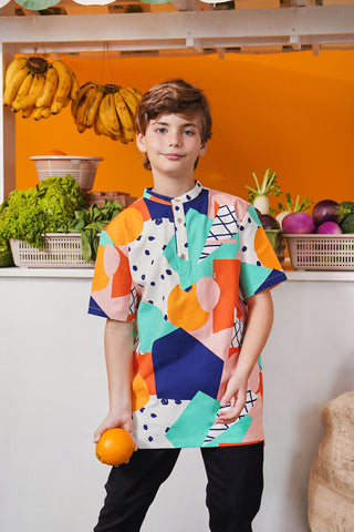 baju raya family sedondon boy top printed fruit punch 
