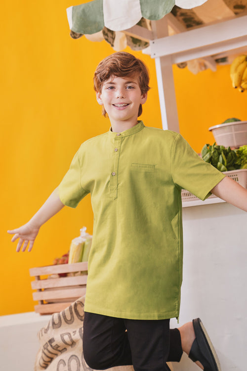 At The Market Collection Boy Short Sleeves Shirt Lime Green