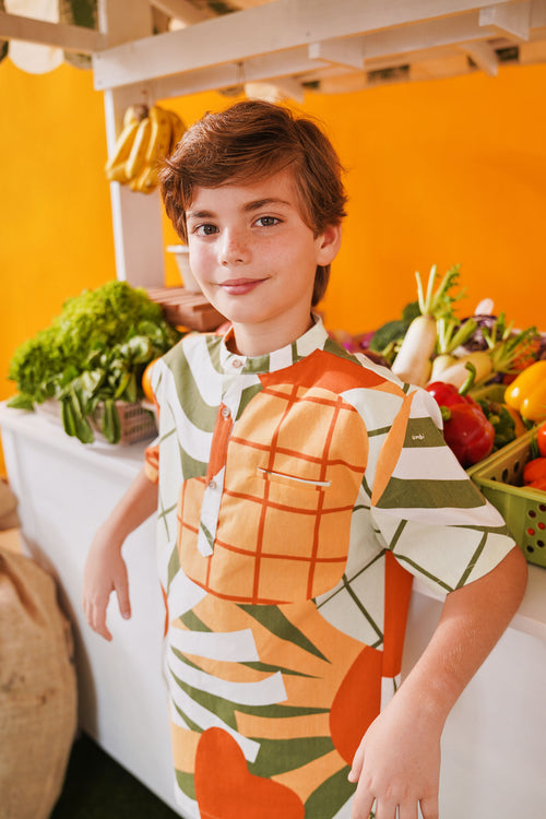 At The Market Collection Boy Short Sleeves Shirt Sunflower Print