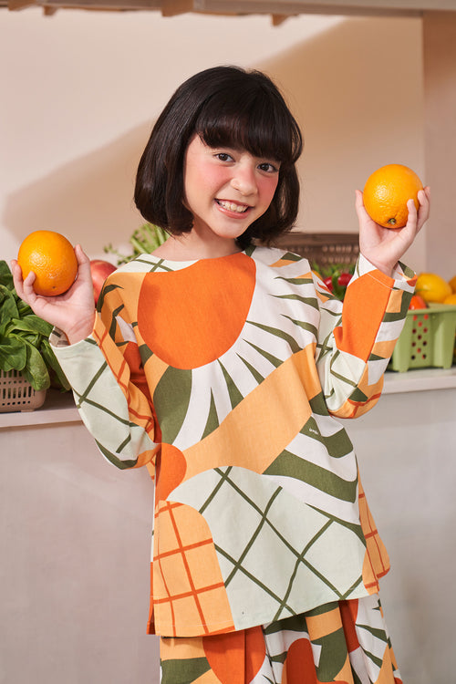 At The Market Collection Girl Boxy Blouse Sunflower Print
