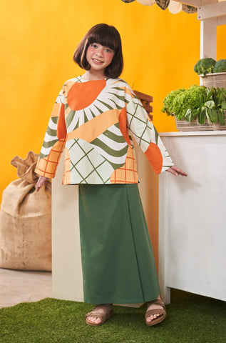 At The Market Collection Girl Classic Skirt Pine Green