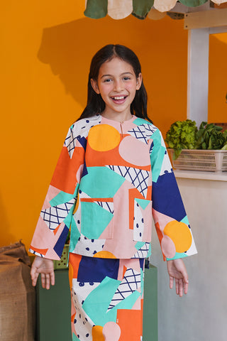 baju raya family sedondon kids girls kurung top fruit punch print