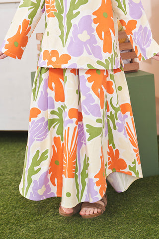 baju raya family sedondon kids girl teacup skirts fleur print