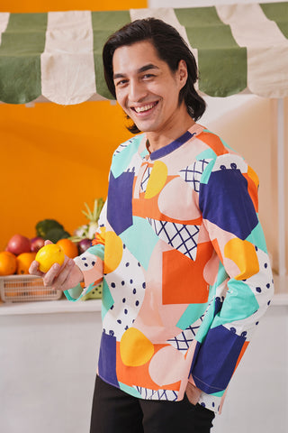 baju raya family sedondon adult men modern kurta fruit punch print 
