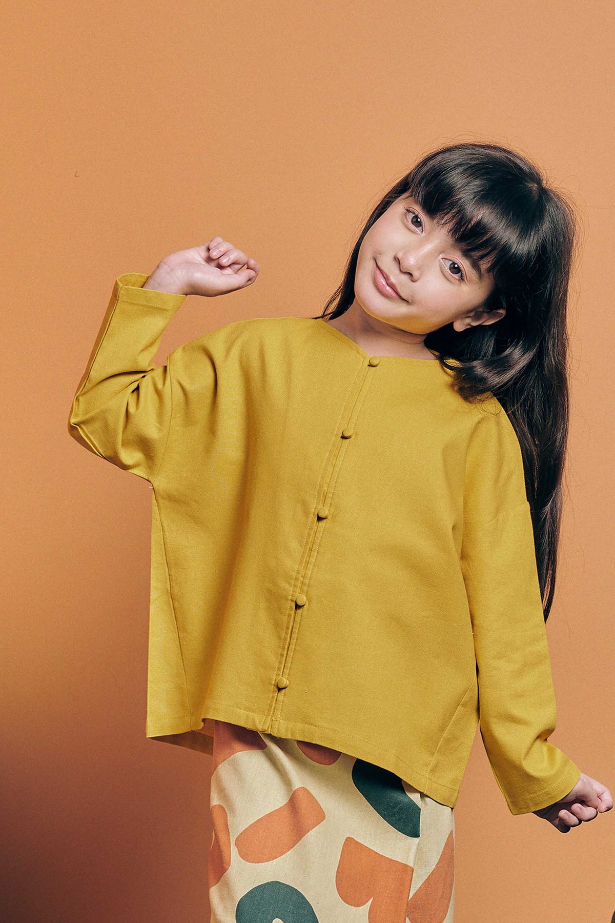 baju raya family sedondon girls blouse mustard