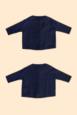 The Cahya Button Blouse Navy Blue