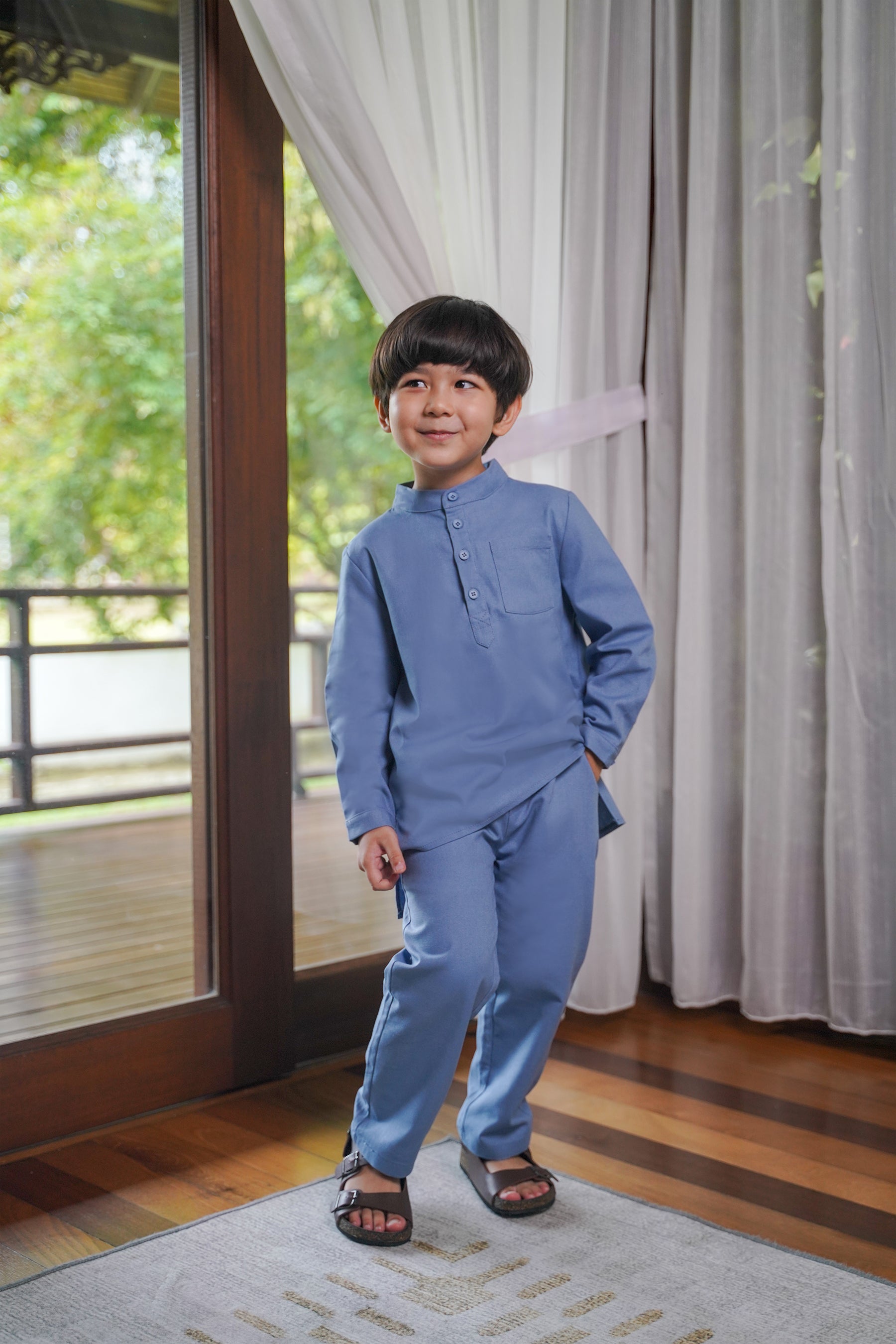 The Pesta Collection Boy Baju Melayu Set Pigeon Blue