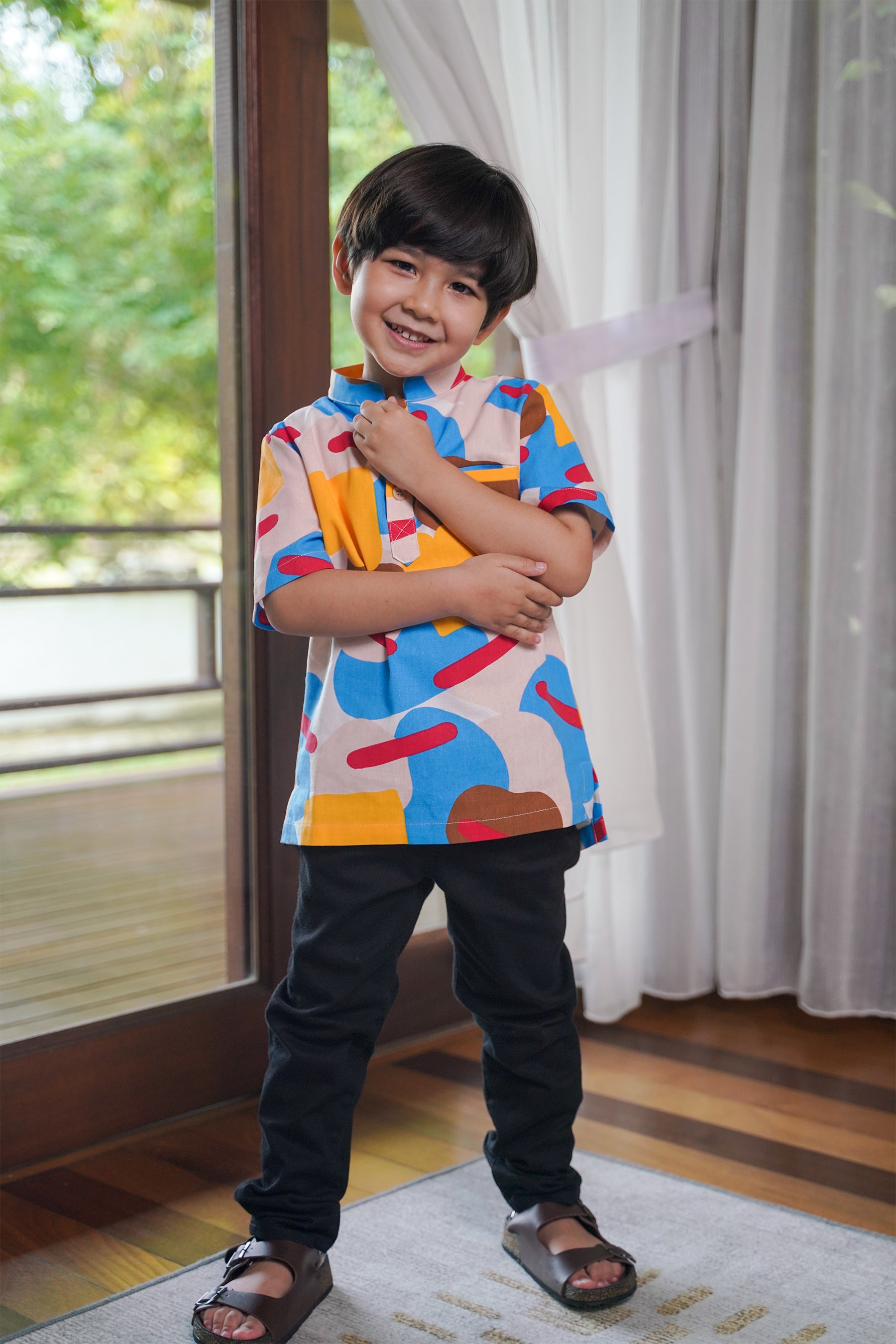 The Pesta Collection Boy Short Sleeves Shirt Jellybean Print