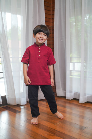 Boy Short Sleeves Shirt Red