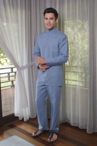 Men Baju Melayu Set Pigeon Blue