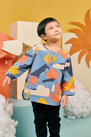 baju raya family sedondon kids kurta top bumantara print