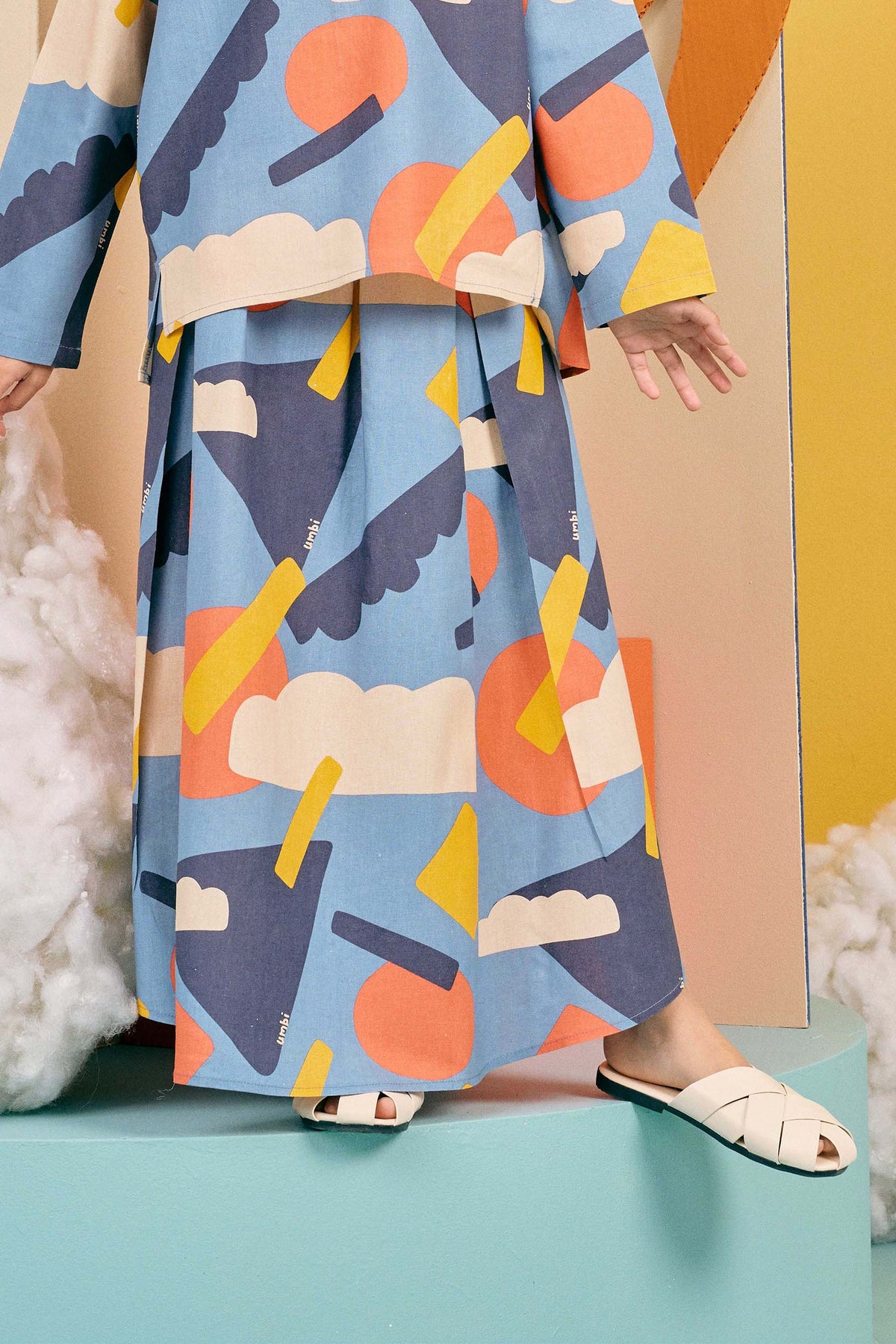 baju raya family sedondon kids girl teacup skirt bumantara print 