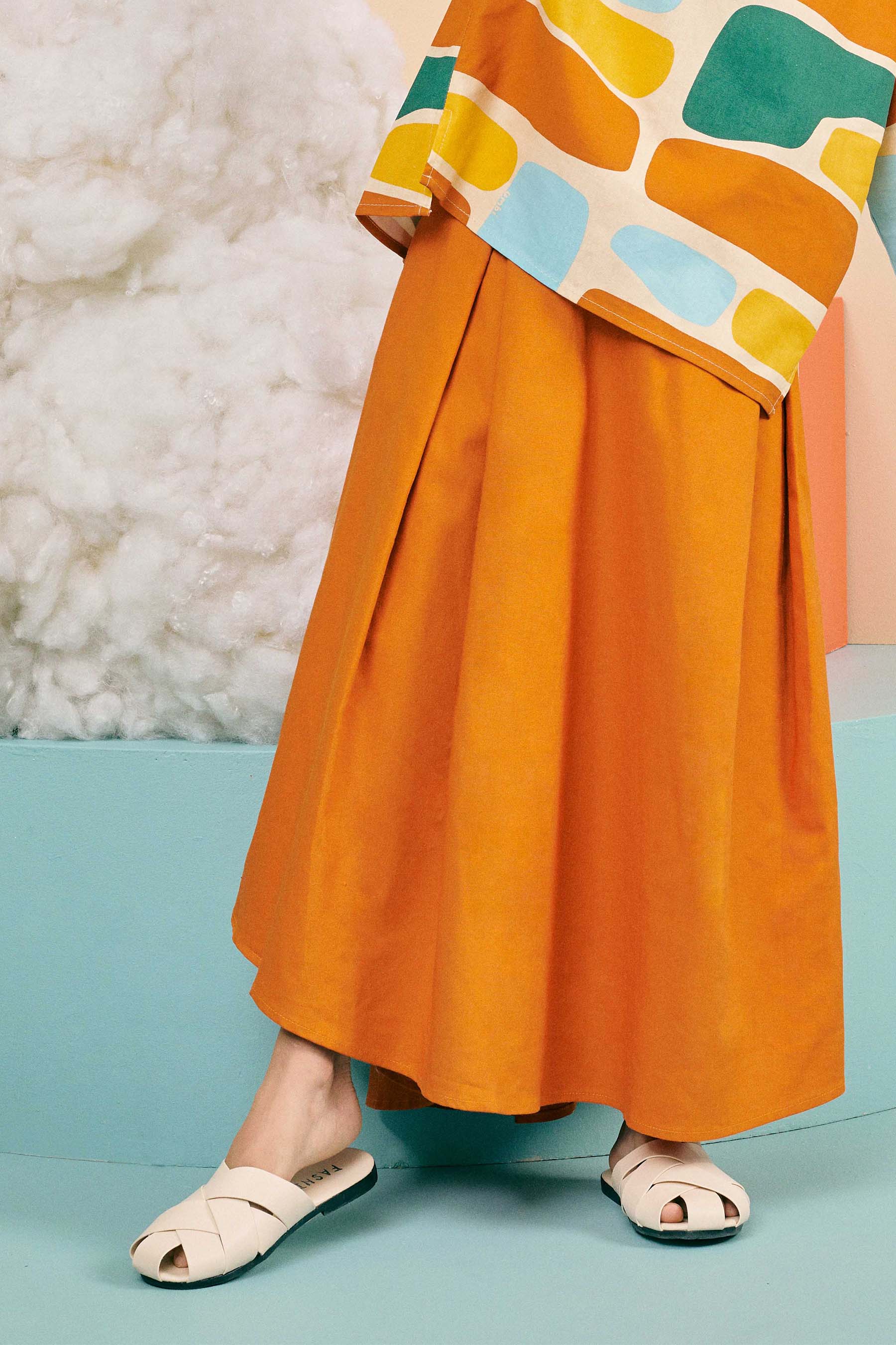 baju raya family sedondon kids girl teacup skirt orange