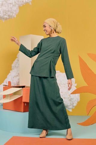 cotton linen blend women basic back folded skirt