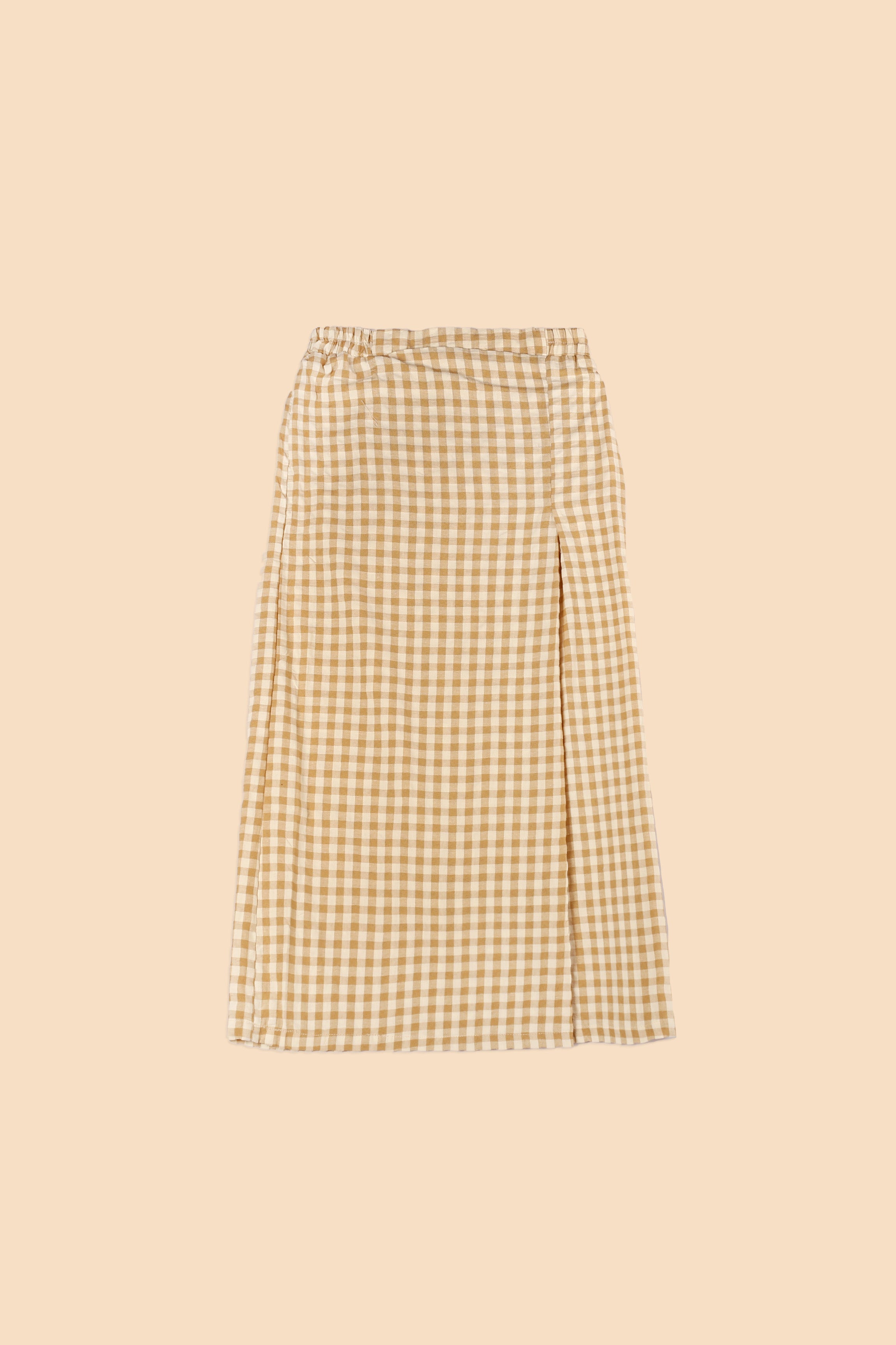 folded long skirt checked print casual wear