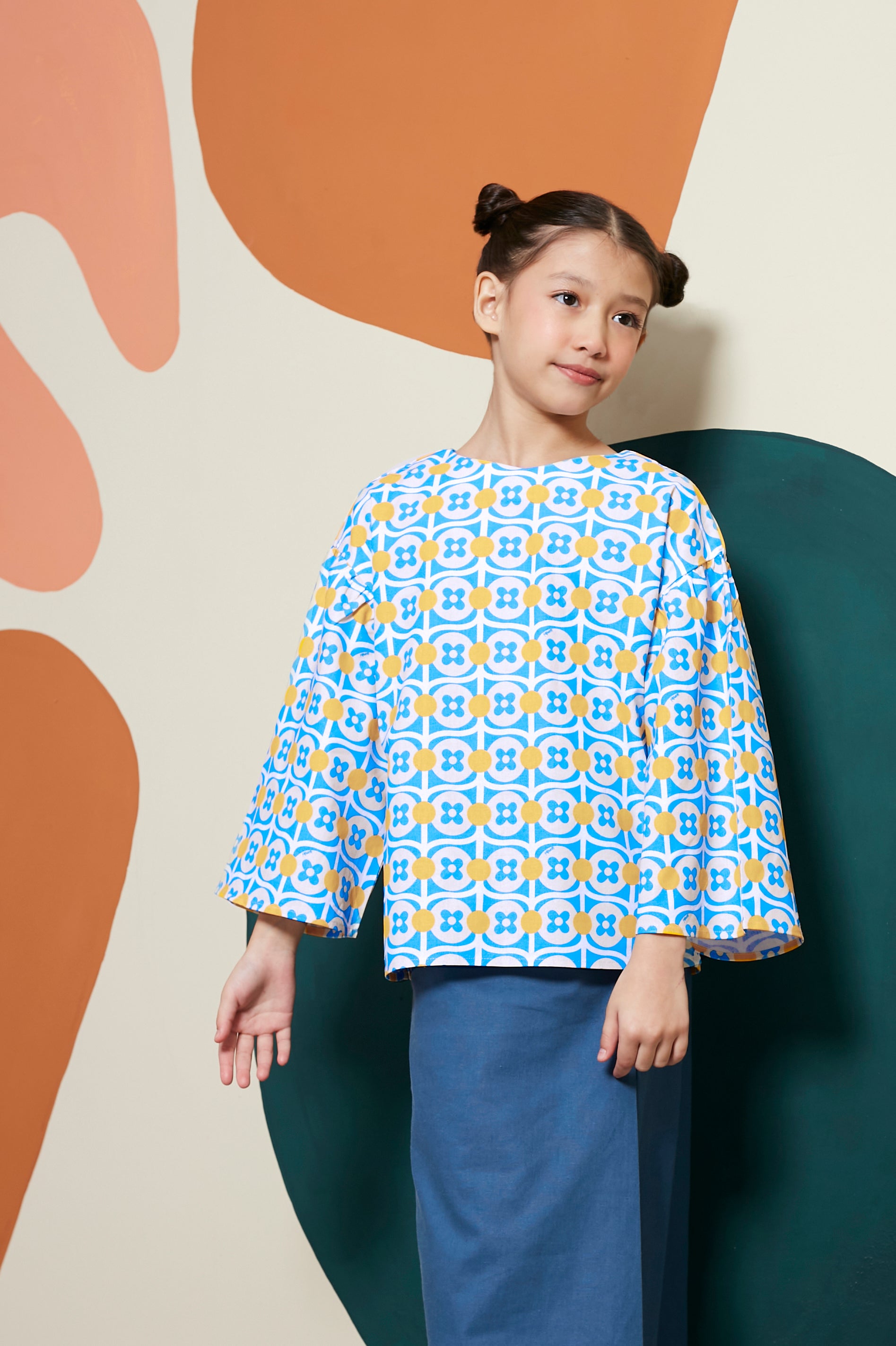 baju raya family sedondon kids girl flare blouse pulut print