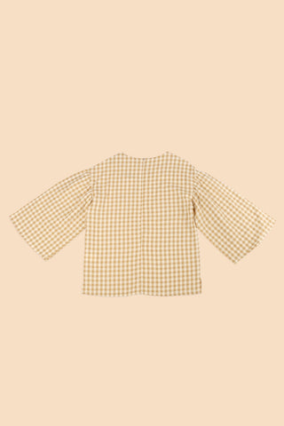 The Meriah Flare Blouse Yellow Checked