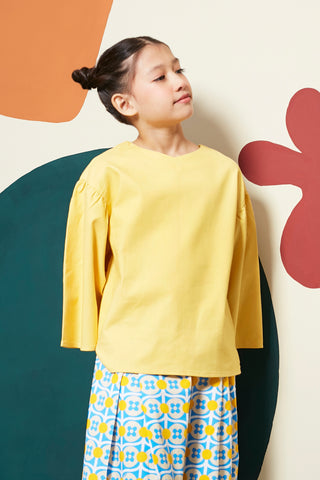 girls top flare sleeves yellow