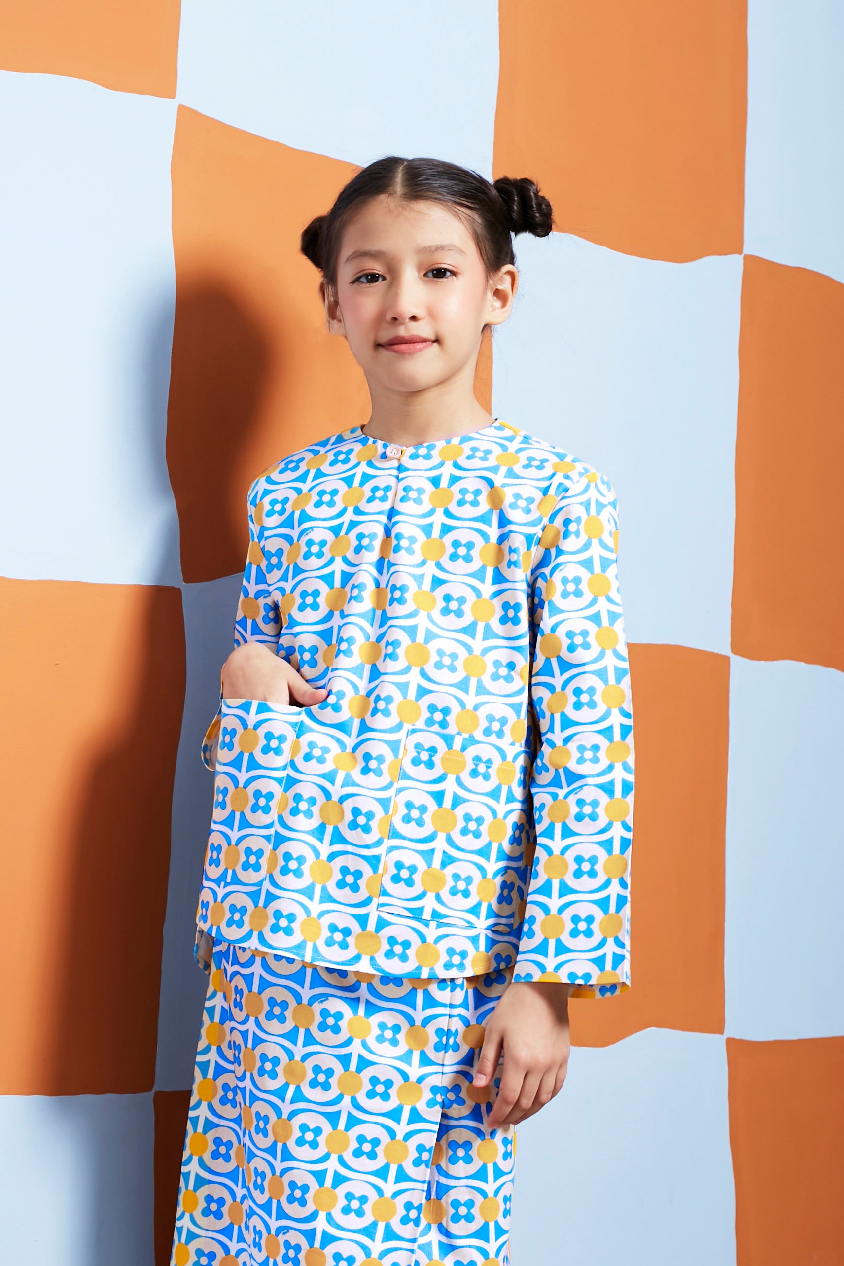 baju raya family sedondon kids girl kurung top pulut print