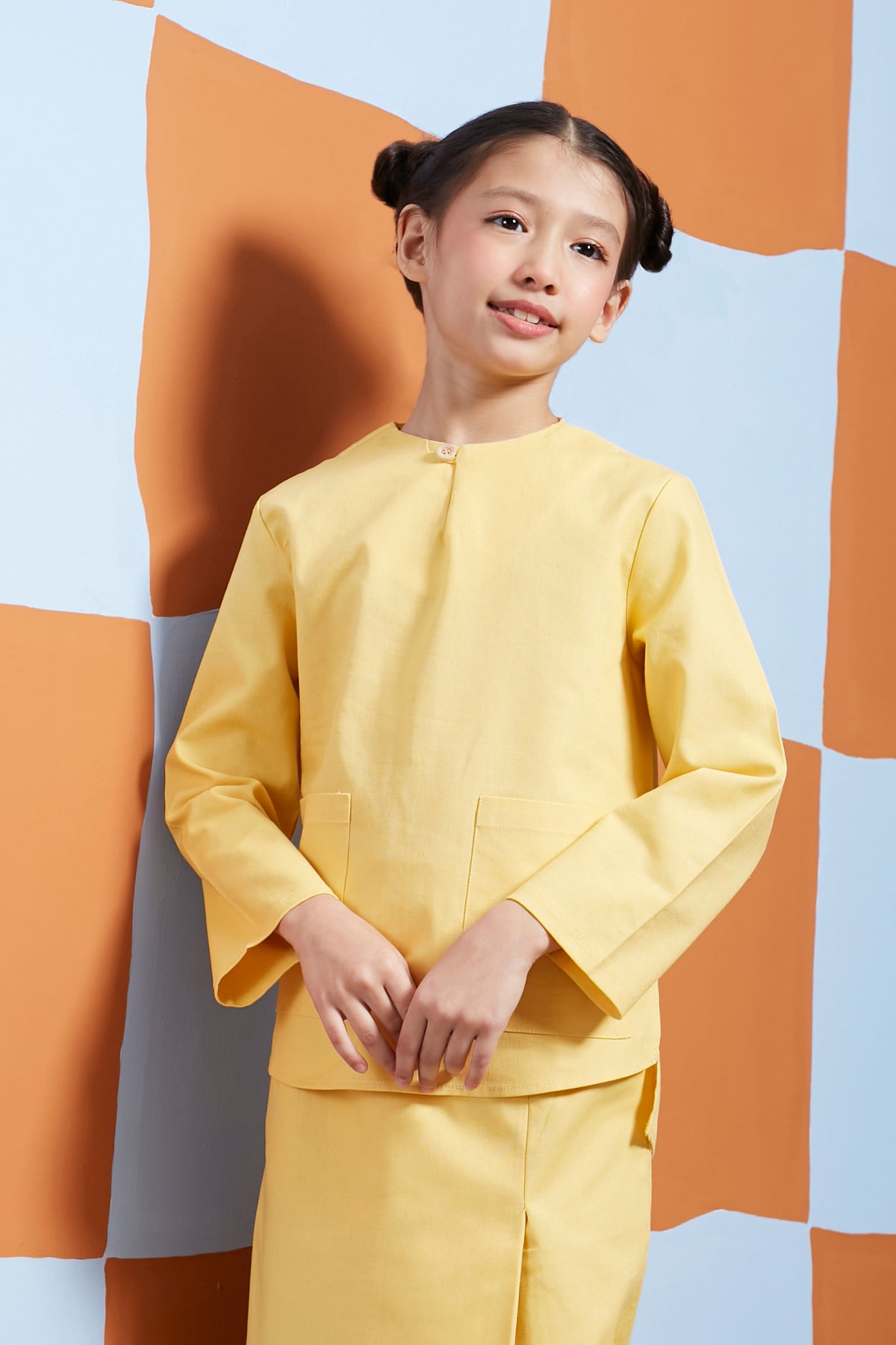 baju raya family sedondon kids girl kurung blouse yellow 